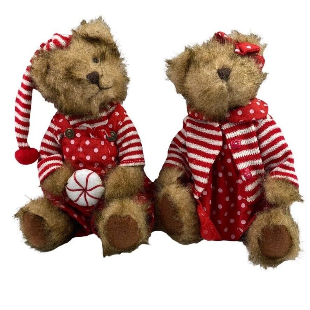Tender Hearted Christmas Collectibles Mr Mrs Clause Plush Bears Holiday Jointed